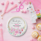 Hübsch Pink Blumenstrauß Dankeschön Kinderdusche Pappteller (Party)