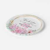 Hübsch Pink Blumenstrauß Dankeschön Kinderdusche Pappteller (Schrägansicht)