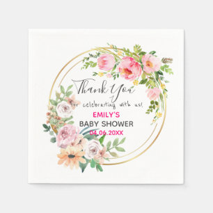 Hübsch Pink Blumenstrauß Dankeschön Kinderdusche Serviette