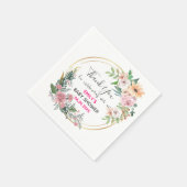 Hübsch Pink Blumenstrauß Dankeschön Kinderdusche Serviette (Ecke)
