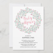 Hübsch Pink Blumenstrauß Girls Babydusche Einladung (Vorderseite)