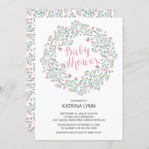 Hübsch Pink Blumenstrauß Girls Babydusche Einladung