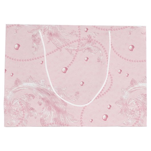 Hübsch Pink Blush Elegante Perlen Brautparty Große Geschenktüte (Rückseite)
