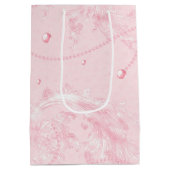 Hübsch Pink Blush Elegante Perlen Brautparty Mittlere Geschenktüte (Rückseite)