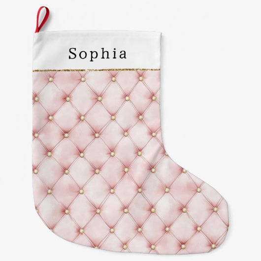 Hübsch Pink Blush Gold Weihnachten Großer Weihnachtsstrumpf (Vorderseite)