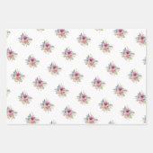 Hübsch Pink Boho Floral Bouquet Geschenkpapier Set (Vorderseite 2)