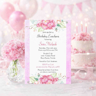 Hübsch Pink Botanical Birthday Luncheon Einladung
