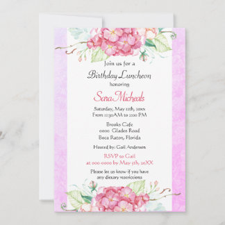 Hübsch Pink Botanical Birthday Luncheon Einladung