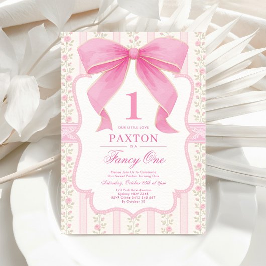 Hübsch Pink Bow Extravagant 1 Liebe Shack 1. Gebur Einladung