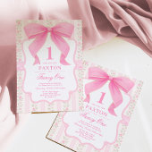 Hübsch Pink Bow Extravagant 1 Liebe Shack 1. Gebur Einladung
