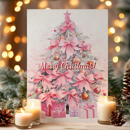 Hübsch Pink Bow Weihnachtsbaum Frohe Weihnachten