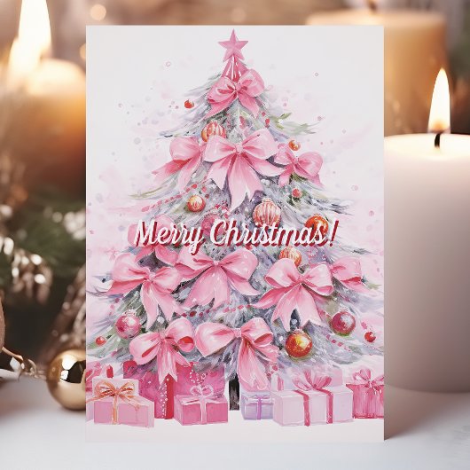 Hübsch Pink Bow Weihnachtsbaum Frohe Weihnachten