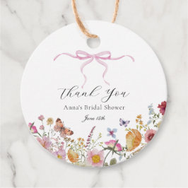 Hübsch Pink Bow Wildblume Brautparty - Tag Geschenkanhänger