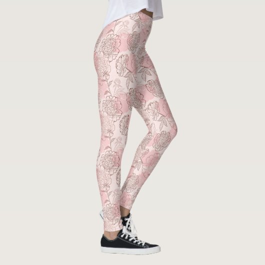 Hübsch Pink Brown Floral Leggings (Rechts)
