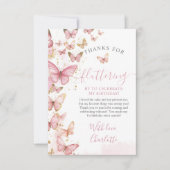 Hübsch Pink Butterflies Girl 1. Geburtstag Dankeskarte (Vorderseite)