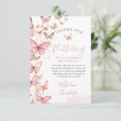 Hübsch Pink Butterflies Girl 1. Geburtstag Dankeskarte (Stehend Vorderseite)