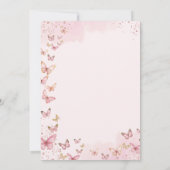 Hübsch Pink Butterflies Girl 1. Geburtstag Einladung (Rückseite)