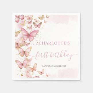 Hübsch Pink Butterfly 1. 2. 3. 5. Geburtstag Serviette