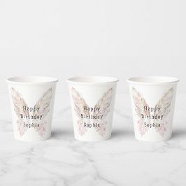 Hübsch Pink Butterfly Flügel Geburtstag Pappbecher