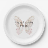 Hübsch Pink Butterfly Flügel Geburtstag Pappteller (Vorderseite)