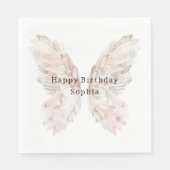 Hübsch Pink Butterfly Flügel Geburtstag Serviette (Vorderseite)