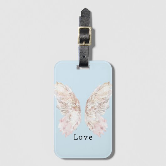 Hübsch Pink Butterfly Flügel Gepäckanhänger (Vorderseite Vertikal)