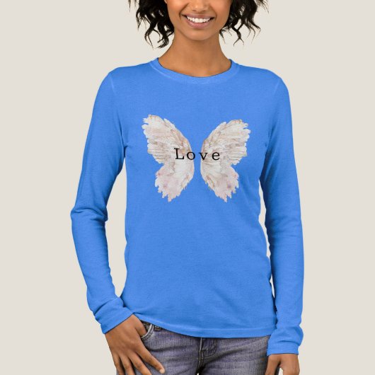 Hübsch Pink Butterfly Flügel Tri-Blend Shirt (Vorderseite)