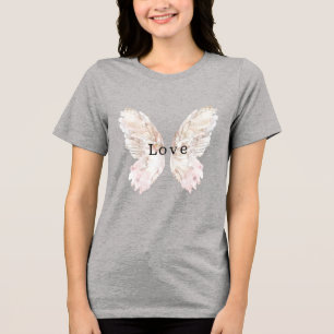 Hübsch Pink Butterfly Flügel Tri-Blend Shirt