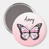 Hübsch Pink Butterfly Personalisierter Name Magnet (Vorderseite/Rückseite)