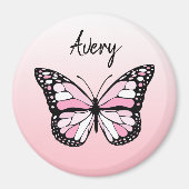 Hübsch Pink Butterfly Personalisierter Name Magnet (Vorne)