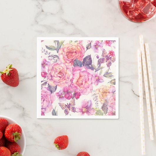 Hübsch Pink Butterfly Serviette (Beispiel)