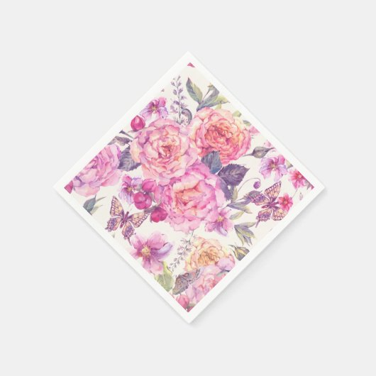 Hübsch Pink Butterfly Serviette (Ecke)