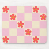 Hübsch Pink Checkered & Orange Groovy Daisy Blume Mousepad (Vorne)