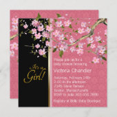 Hübsch Pink Cherry Blossom Babydusche Einladung (Vorne/Hinten)