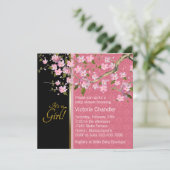 Hübsch Pink Cherry Blossom Babydusche Einladung (Stehend Vorderseite)