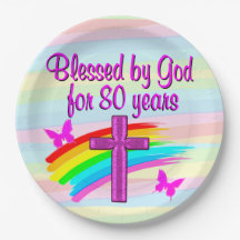 HÜBSCH PINK CHRISTLICH 80. GEBURTSTAGSPAPIER TELLE