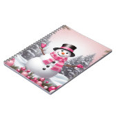 Hübsch Pink Christmas Snowman Scene Notizblock (Linke Seite)