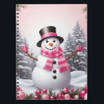 Hübsch Pink Christmas Snowman Scene Notizblock<br><div class="desc">Hübsch Pink Christmas Snowman Scene</div>