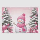 Hübsch Pink Christmas Snowman & Trees Seidenpapier (Vorderseite)