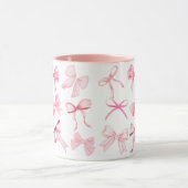 Hübsch Pink Coquette Girly Bow Print Tasse (Zentrum)
