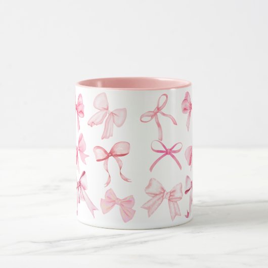 Hübsch Pink Coquette Girly Bow Print Tasse (Zentrum)