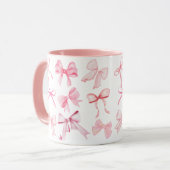 Hübsch Pink Coquette Girly Bow Print Tasse (Vorderseite Links)