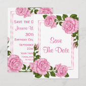 Hübsch Pink Corner Bouquets 30. Save the Date (Vorne/Hinten)