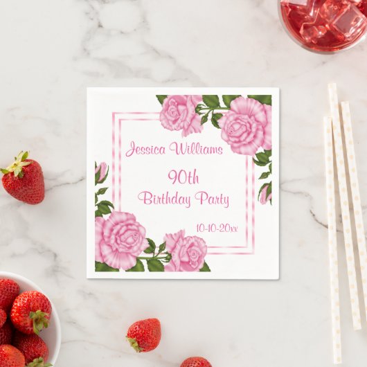 Hübsch Pink Corner Bouquets 90. Serviette (Beispiel)