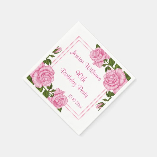 Hübsch Pink Corner Bouquets 90. Serviette (Ecke)