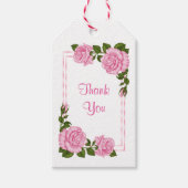 Hübsch Pink Corner Bouquets Hochzeit Geschenkanhänger (Vorderseite)