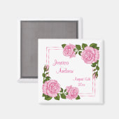 Hübsch Pink Corner Bouquets Hochzeit Magnet (Vorderseite/Rückseite)