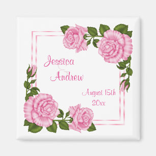 Hübsch Pink Corner Bouquets Hochzeit Magnet