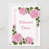 Hübsch Pink Corner Bouquets Probe Abendessen Einladung (Vorderseite)
