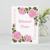 Hübsch Pink Corner Bouquets Probe Abendessen Einladung (Stehend Vorderseite)